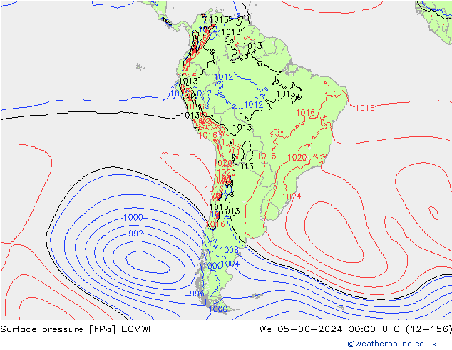 Surface pressure ECMWF We 05.06.2024 00 UTC