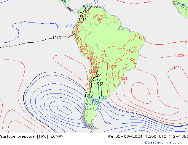 pression de l'air ECMWF mer 05.06.2024 12 UTC