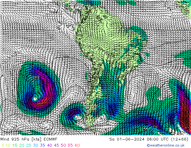 Wind 925 hPa ECMWF Sa 01.06.2024 06 UTC