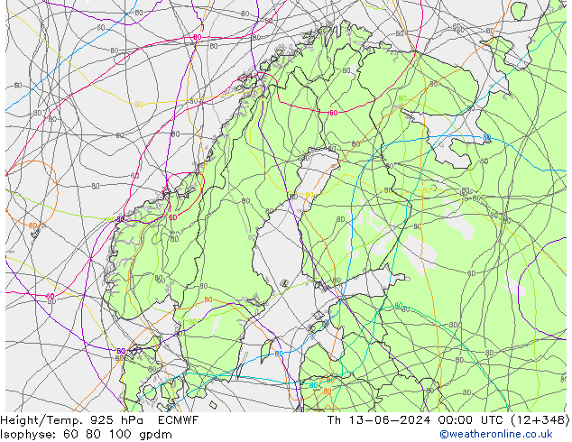 Height/Temp. 925 hPa ECMWF  13.06.2024 00 UTC