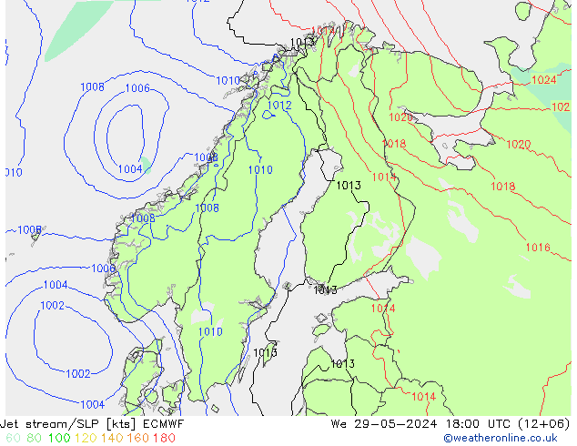 Jet stream/SLP ECMWF We 29.05.2024 18 UTC