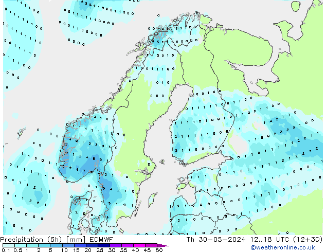 Précipitation (6h) ECMWF jeu 30.05.2024 18 UTC