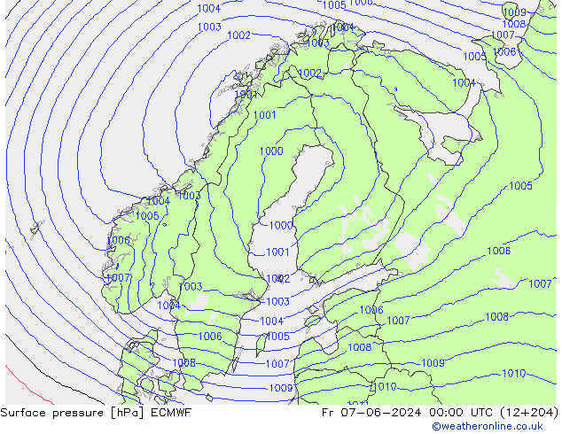 Atmosférický tlak ECMWF Pá 07.06.2024 00 UTC