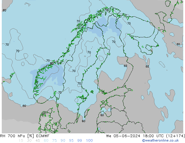 RH 700 hPa ECMWF We 05.06.2024 18 UTC