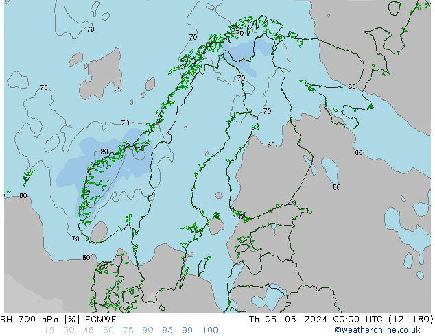 RH 700 hPa ECMWF Th 06.06.2024 00 UTC