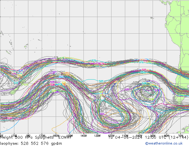 Height 500 hPa Spaghetti ECMWF Tu 04.06.2024 12 UTC