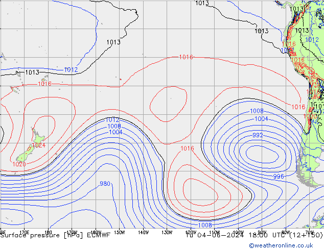 Surface pressure ECMWF Tu 04.06.2024 18 UTC