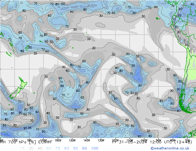 RH 700 гПа ECMWF пт 31.05.2024 12 UTC