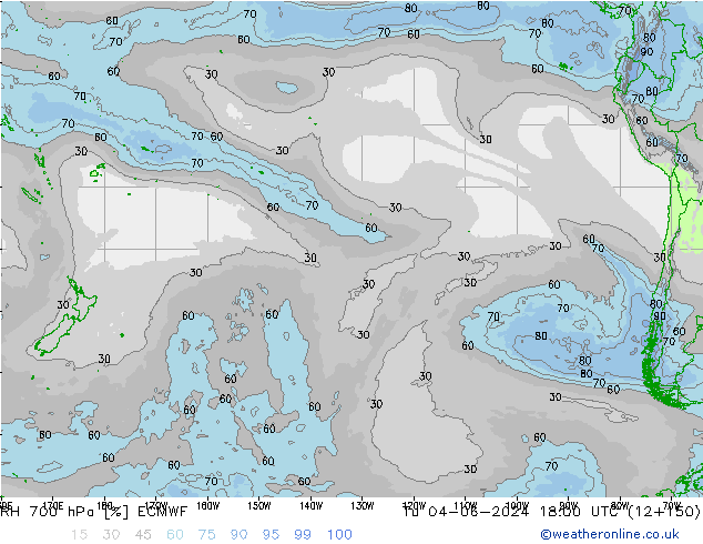 RH 700 hPa ECMWF Tu 04.06.2024 18 UTC