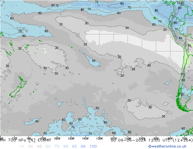 RH 700 hPa ECMWF  09.06.2024 12 UTC