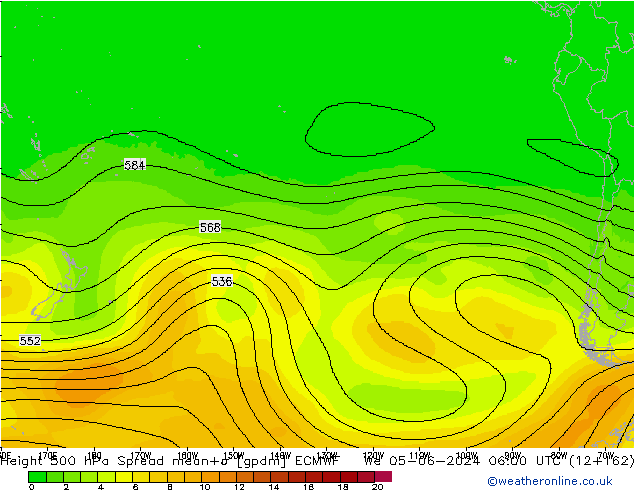 Height 500 гПа Spread ECMWF ср 05.06.2024 06 UTC