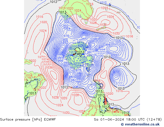 Luchtdruk (Grond) ECMWF za 01.06.2024 18 UTC