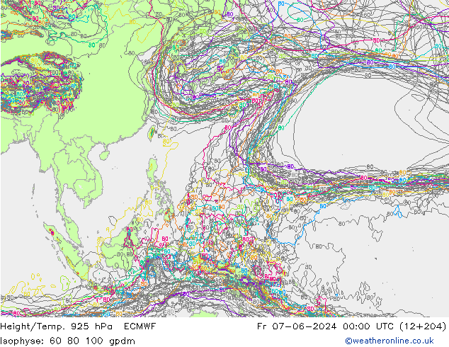 Height/Temp. 925 hPa ECMWF Fr 07.06.2024 00 UTC