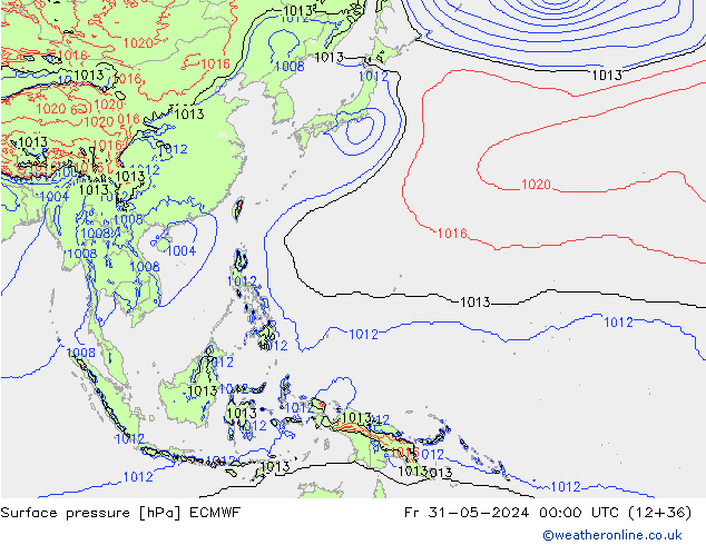 Atmosférický tlak ECMWF Pá 31.05.2024 00 UTC