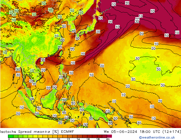 Isotachs Spread ECMWF We 05.06.2024 18 UTC