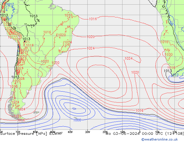 Bodendruck ECMWF Mo 03.06.2024 00 UTC