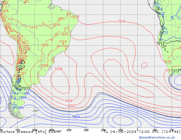 Pressione al suolo ECMWF mar 04.06.2024 12 UTC