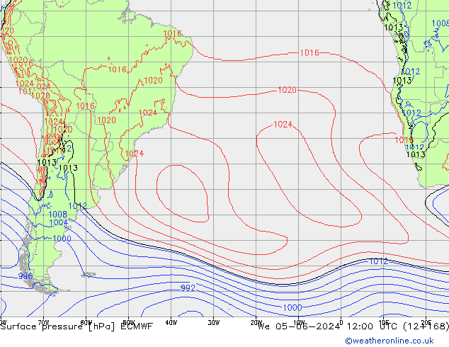 Luchtdruk (Grond) ECMWF wo 05.06.2024 12 UTC