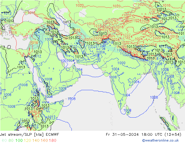 Straalstroom/SLP ECMWF vr 31.05.2024 18 UTC