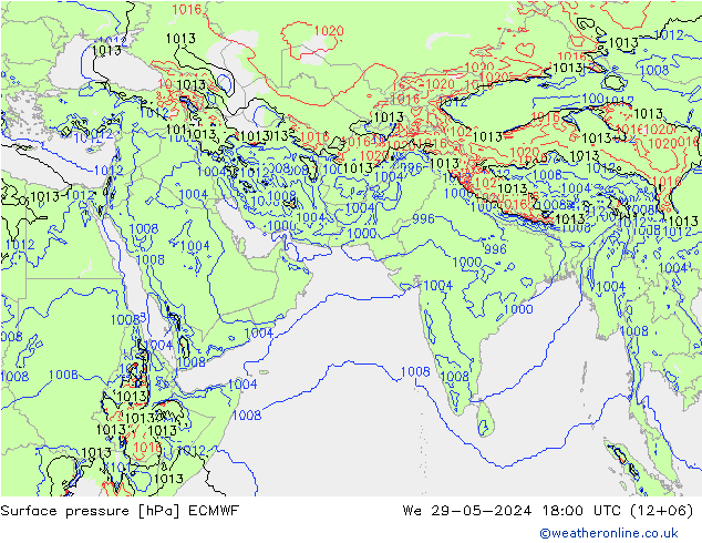 地面气压 ECMWF 星期三 29.05.2024 18 UTC