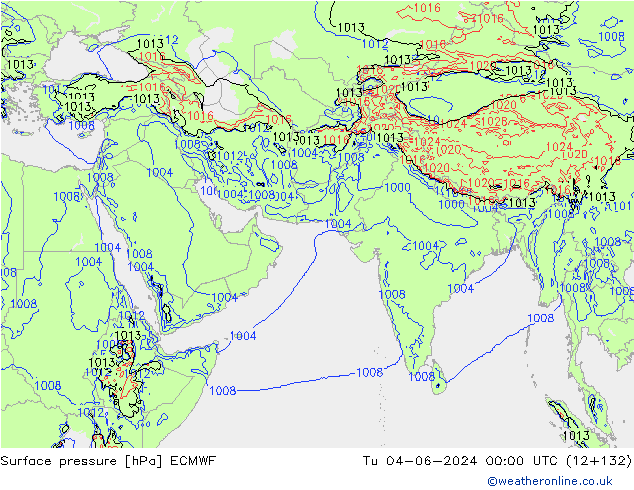 приземное давление ECMWF вт 04.06.2024 00 UTC