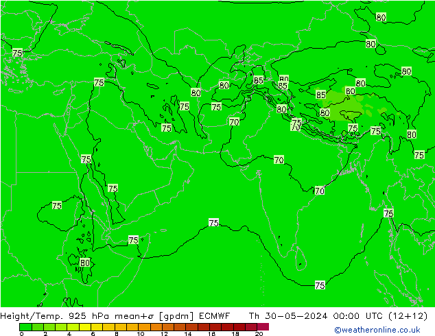 Height/Temp. 925 hPa ECMWF 星期四 30.05.2024 00 UTC