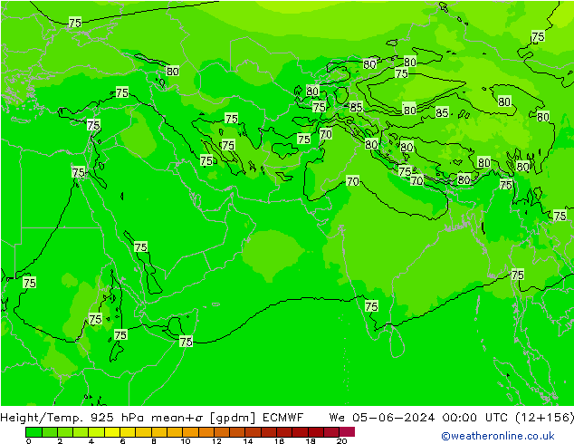 Géop./Temp. 925 hPa ECMWF mer 05.06.2024 00 UTC