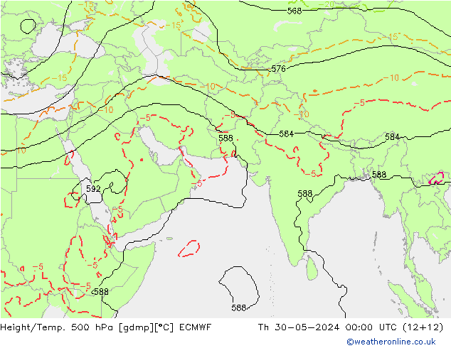 Height/Temp. 500 hPa ECMWF Th 30.05.2024 00 UTC