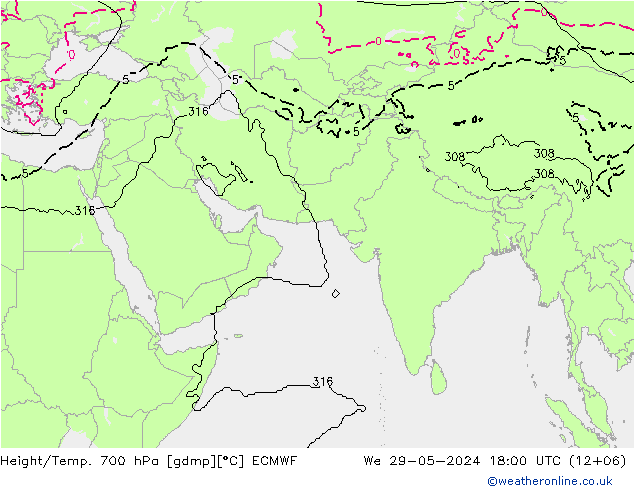 Yükseklik/Sıc. 700 hPa ECMWF Çar 29.05.2024 18 UTC