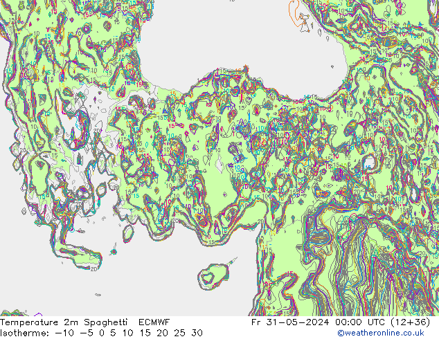 Temperaturkarte Spaghetti ECMWF Fr 31.05.2024 00 UTC