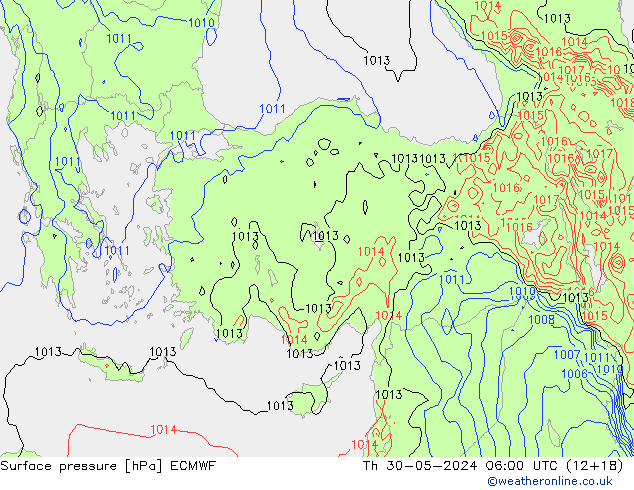 ciśnienie ECMWF czw. 30.05.2024 06 UTC