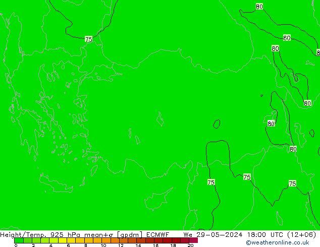 Height/Temp. 925 hPa ECMWF śro. 29.05.2024 18 UTC