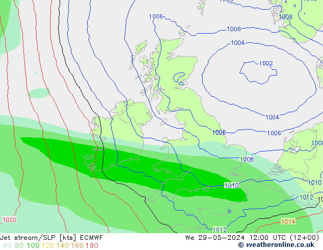 Jet stream/SLP ECMWF St 29.05.2024 12 UTC