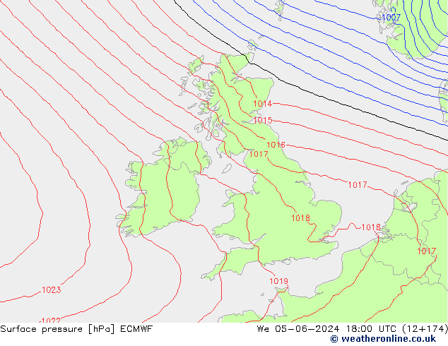 ciśnienie ECMWF śro. 05.06.2024 18 UTC