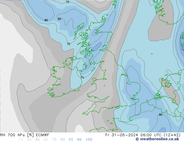 RH 700 hPa ECMWF  31.05.2024 06 UTC