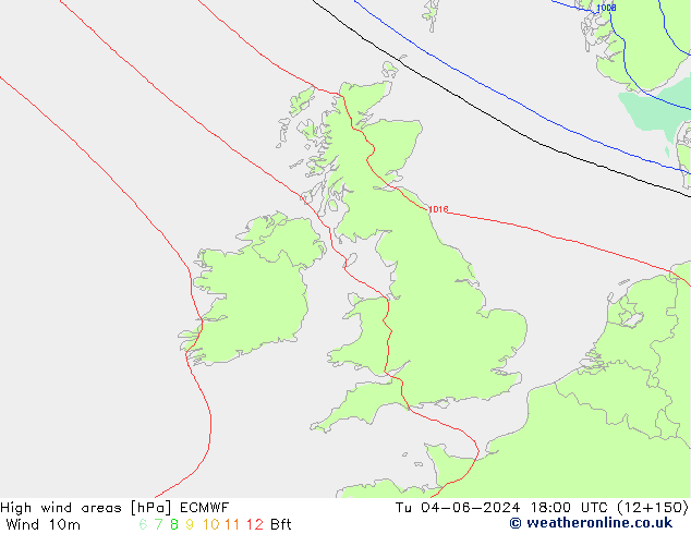 High wind areas ECMWF Tu 04.06.2024 18 UTC