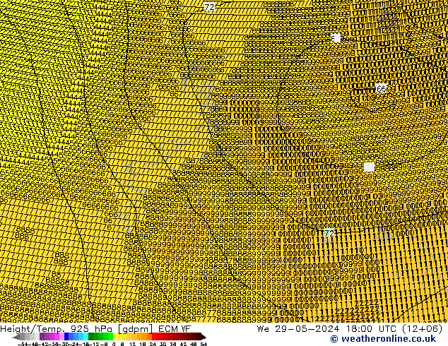 Height/Temp. 925 hPa ECMWF Qua 29.05.2024 18 UTC