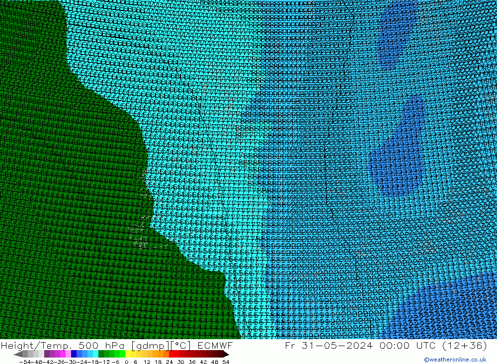 Height/Temp. 500 hPa ECMWF Pá 31.05.2024 00 UTC