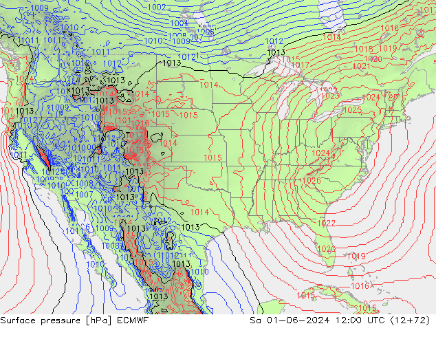 Pressione al suolo ECMWF sab 01.06.2024 12 UTC