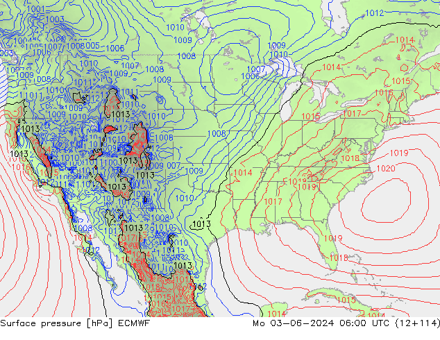 ciśnienie ECMWF pon. 03.06.2024 06 UTC