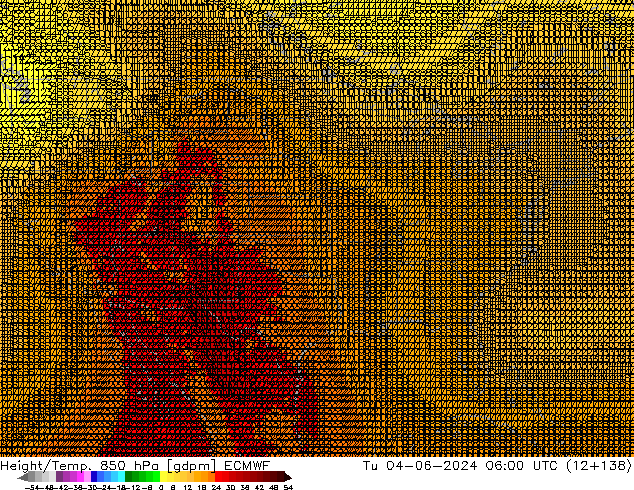 Height/Temp. 850 гПа ECMWF вт 04.06.2024 06 UTC