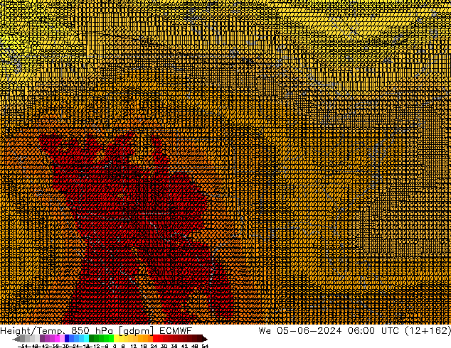 Hoogte/Temp. 850 hPa ECMWF wo 05.06.2024 06 UTC