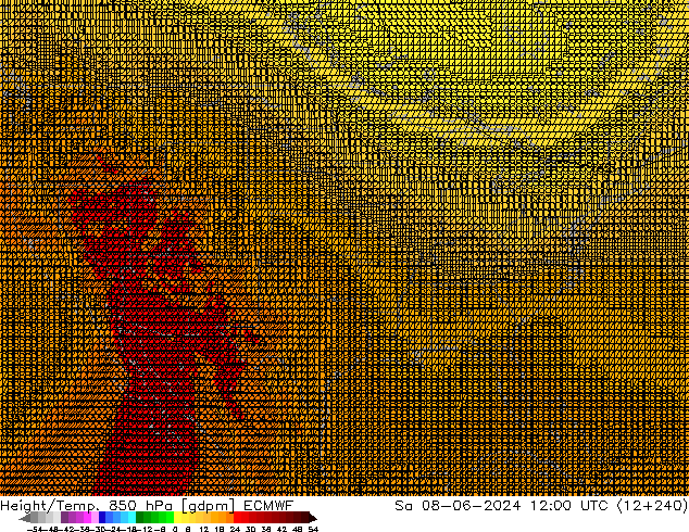 Height/Temp. 850 hPa ECMWF  08.06.2024 12 UTC