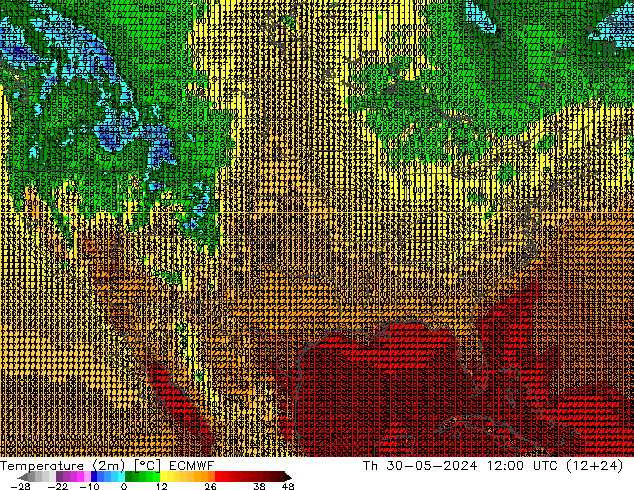 Sıcaklık Haritası (2m) ECMWF Per 30.05.2024 12 UTC