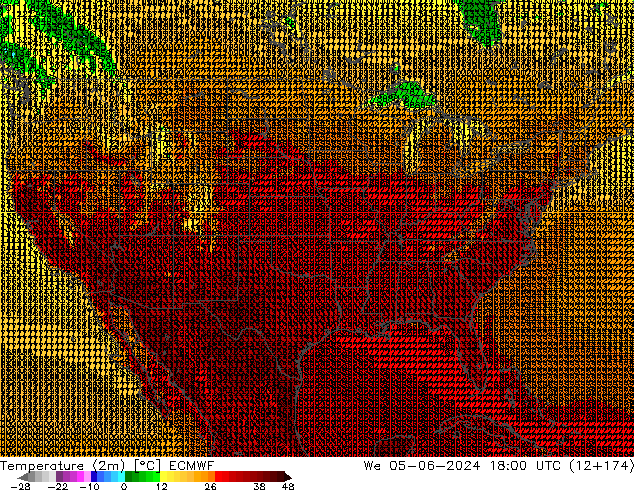 Temperature (2m) ECMWF St 05.06.2024 18 UTC