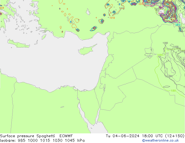 Surface pressure Spaghetti ECMWF Tu 04.06.2024 18 UTC