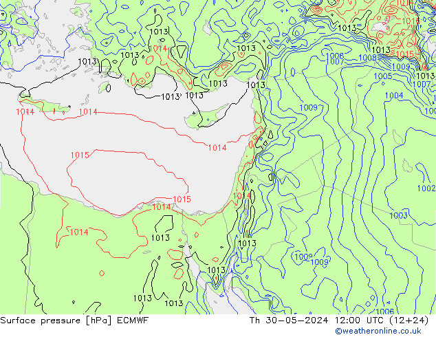 Atmosférický tlak ECMWF Čt 30.05.2024 12 UTC