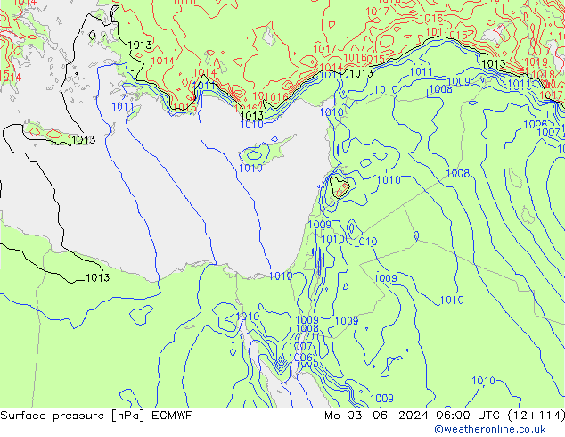 pressão do solo ECMWF Seg 03.06.2024 06 UTC