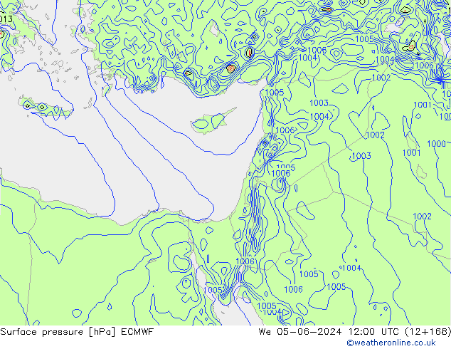 Surface pressure ECMWF We 05.06.2024 12 UTC