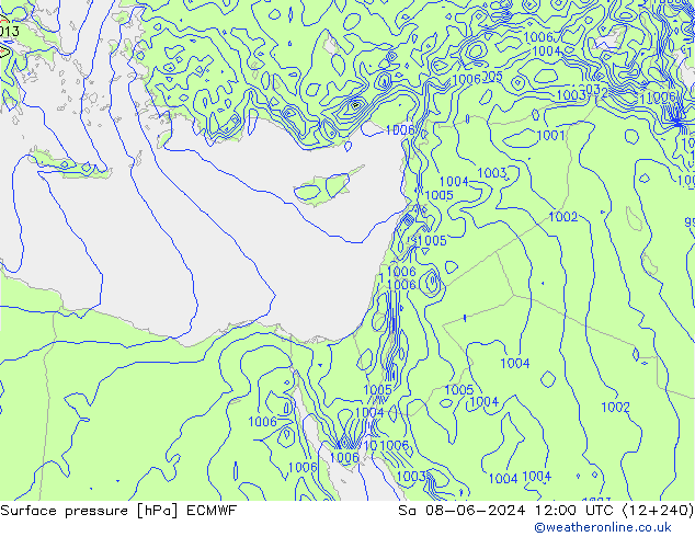 Surface pressure ECMWF Sa 08.06.2024 12 UTC